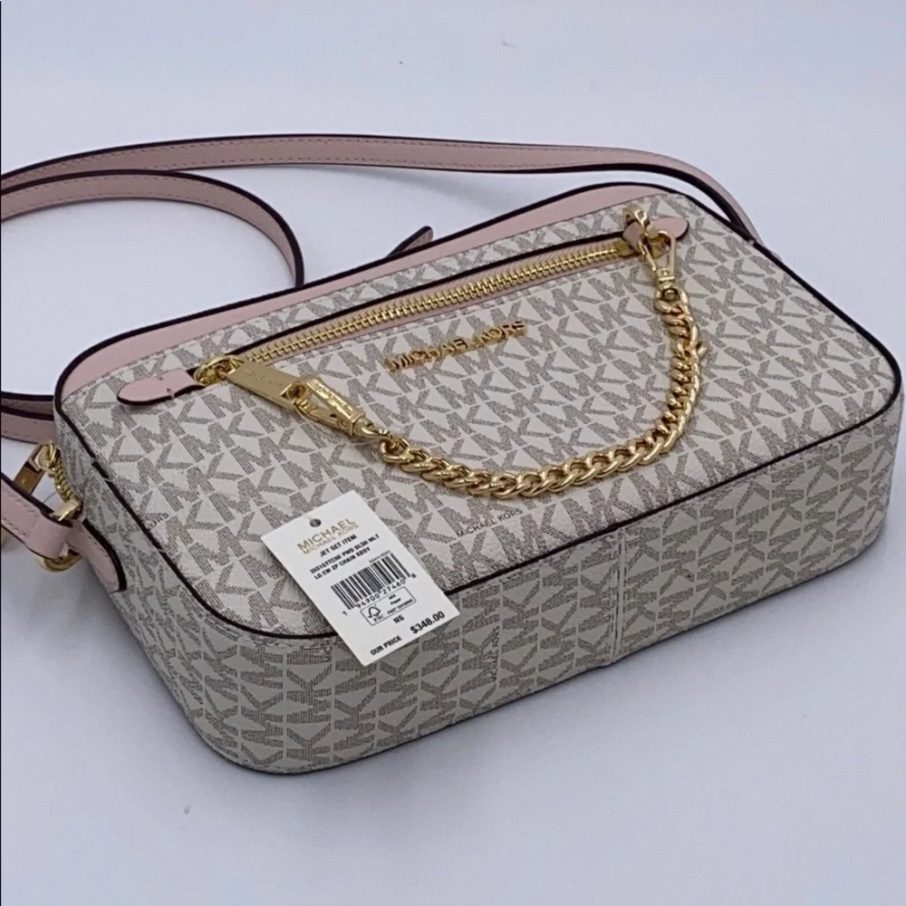 MICHAEL KORS LG EW ZP CHAIN XBODY POWDER BLUSH MLT